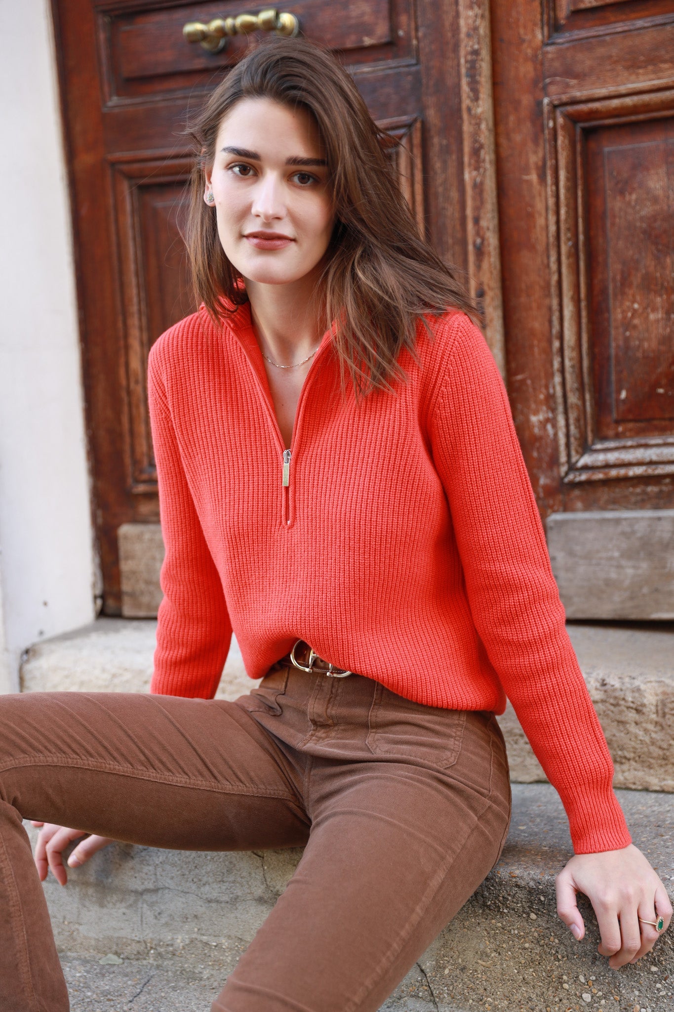 Pull Roma en laine m rinos et en cachemire Orange