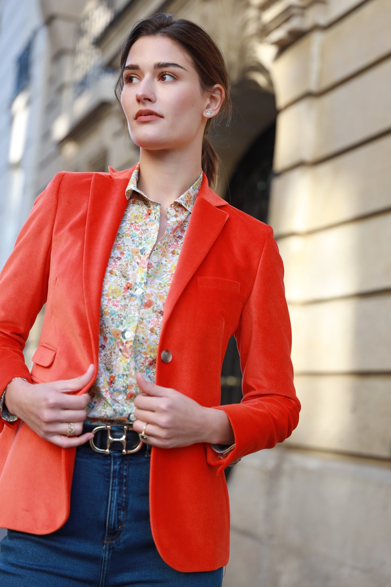 Blazer velours femme rouge hot sale